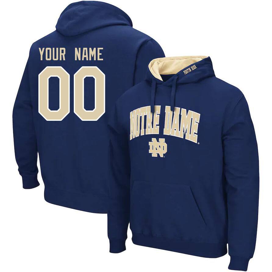 Custom Notre Dame Fighting Irish Name And Number College Hoodie-Navy - Click Image to Close